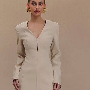 Meshki Arora Suiting Blazer Dress With Pleating - Sand